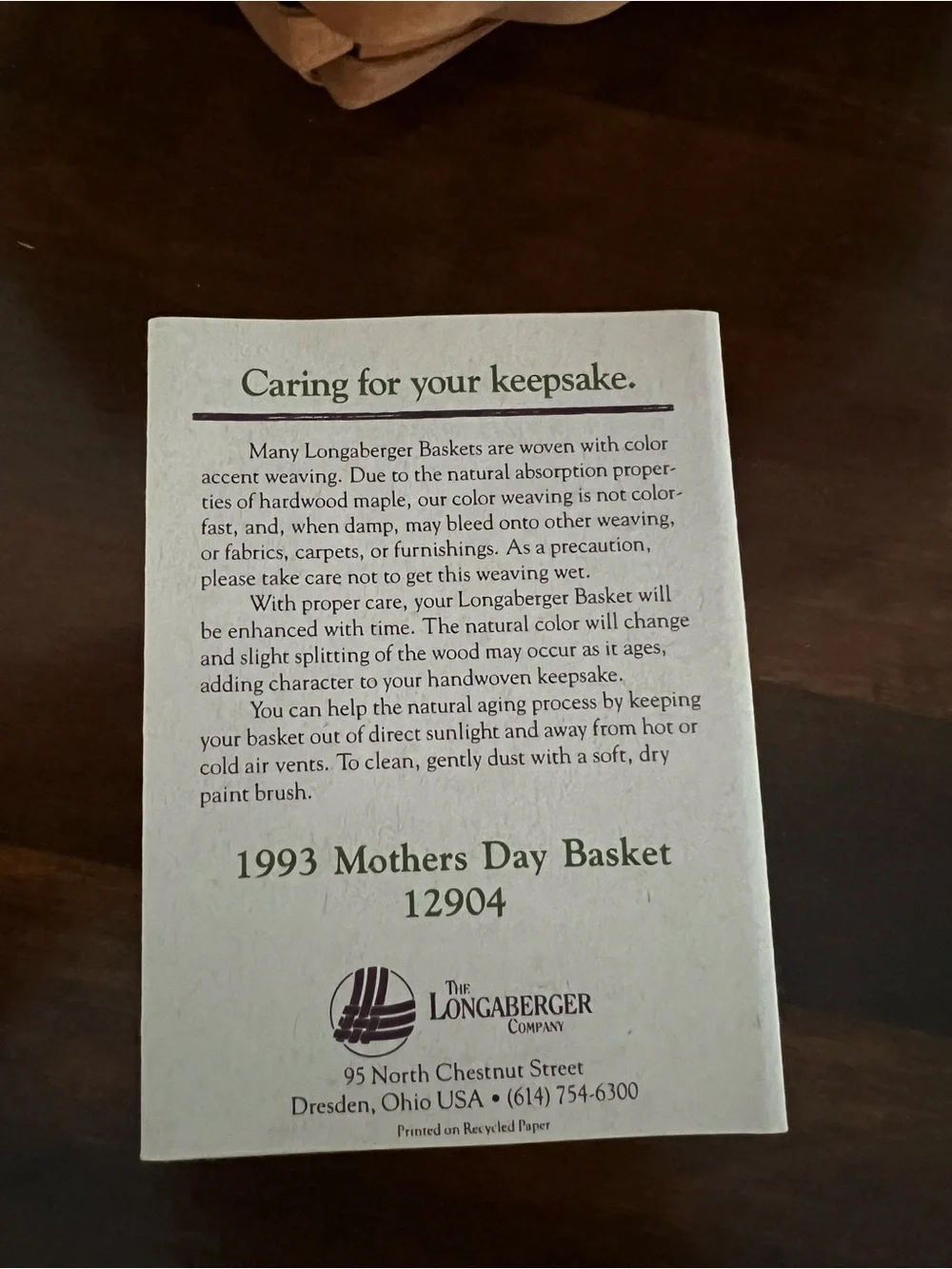 Longaberger 1993 Mother's Day Basket